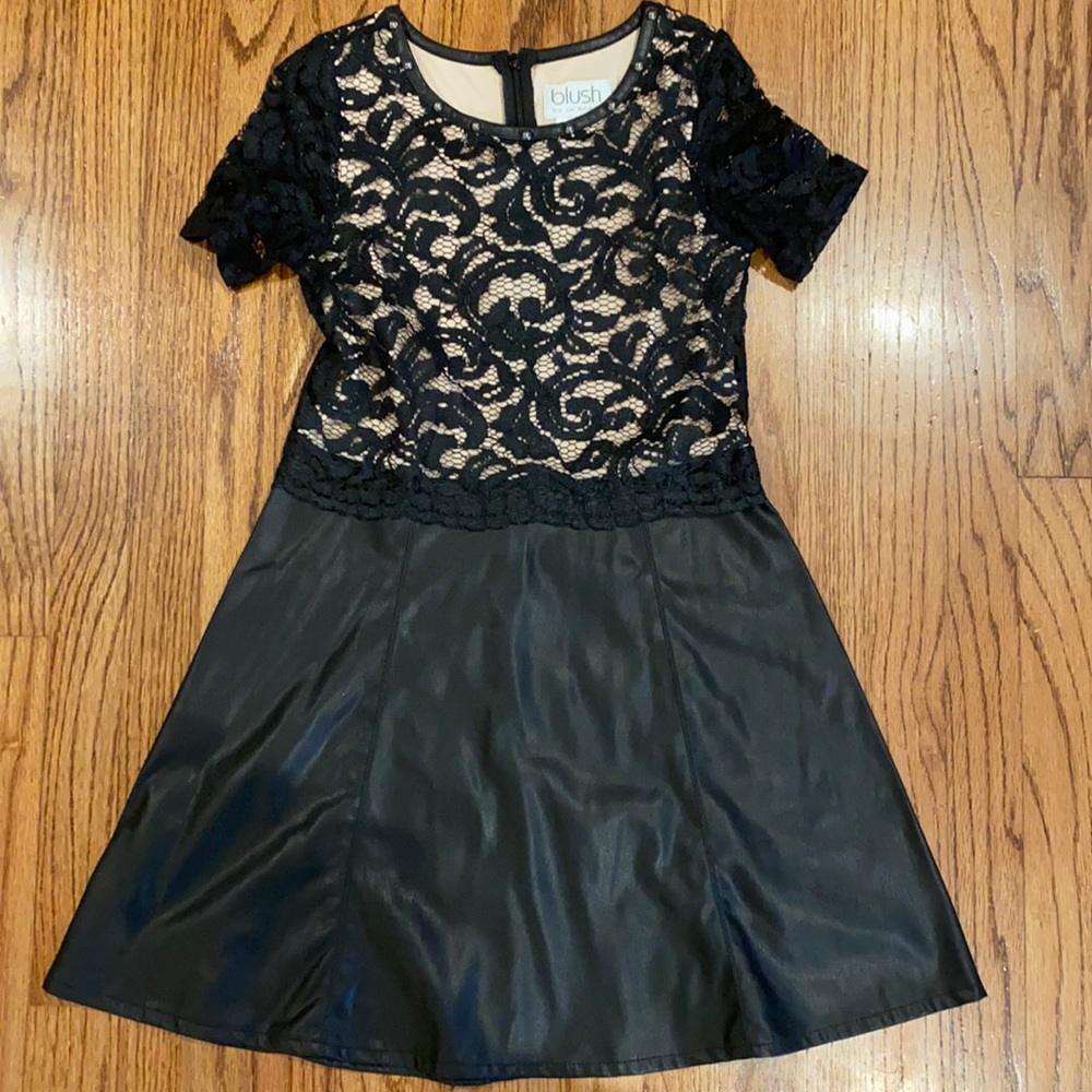 Lace and pleather girls dress